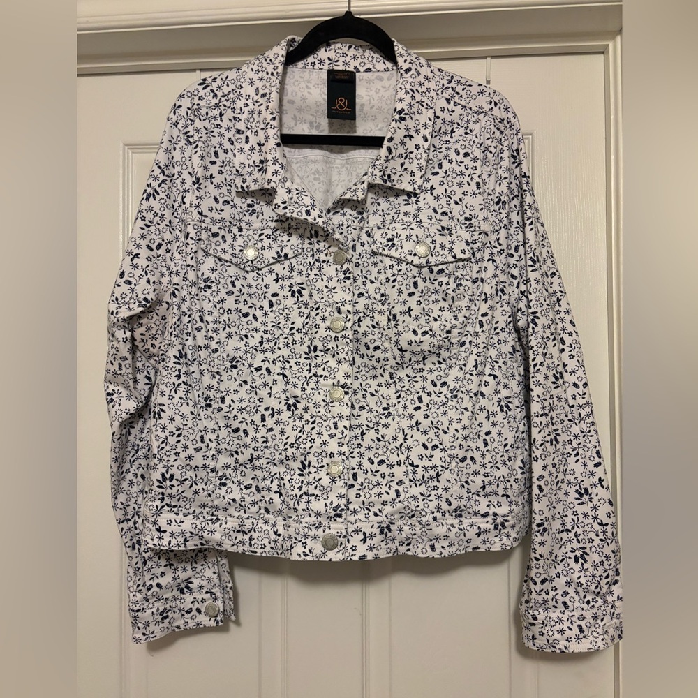 Floral White and Navy Denim Jacket by Love & Legend 24W